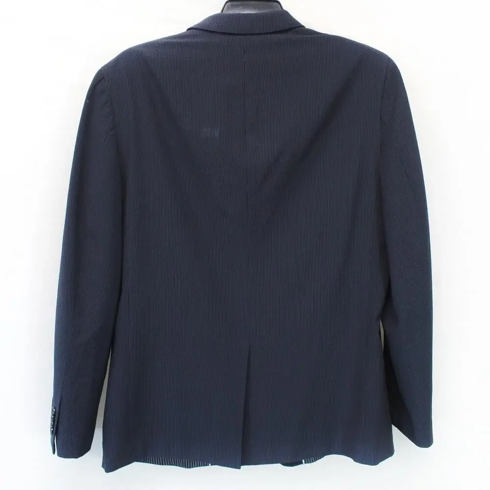 Banana Republic Blazer Jacket Men's Size 44R Herringbone Y2K Classic Pocket Navy